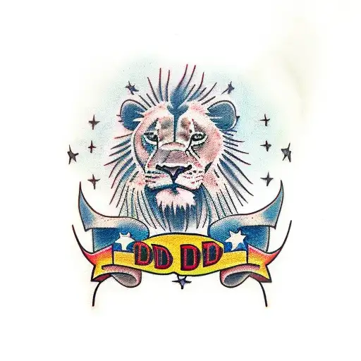 super hero dad lion tattoo design idea