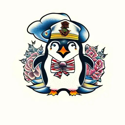 adhd penguin tattoo design idea