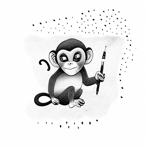 cute girl monkey  tattoo design idea