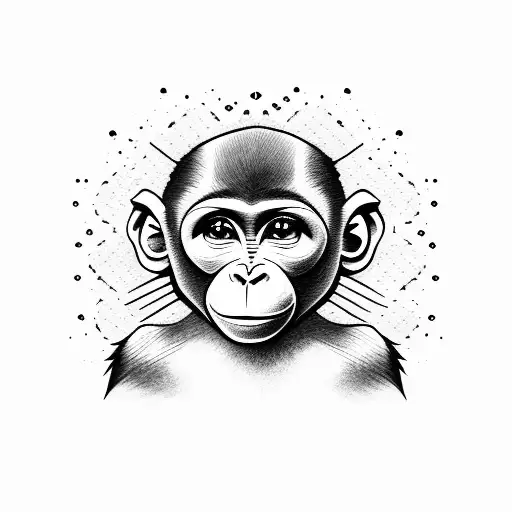 baby girl monkey  tattoo design idea
