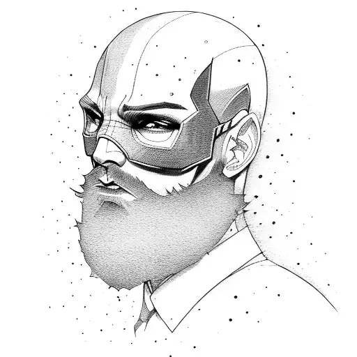 man designer beard superhero tattoo design idea