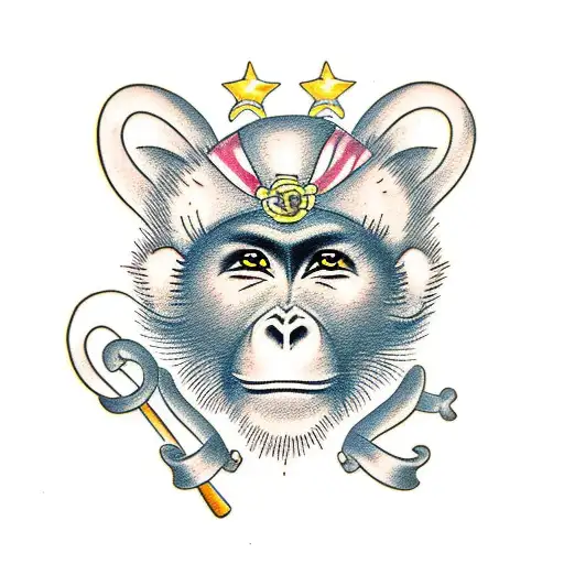 cute girl monkey  tattoo design idea