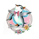dancing penguin tattoo design idea
