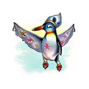 dancing penguin tattoo design idea