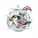 dancing penguin tattoo design idea
