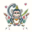 cute girl monkey  tattoo design idea