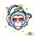 cute girl monkey  tattoo design idea