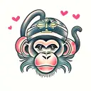 cute girl monkey  tattoo design idea