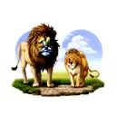 standing lion and lioness tattoo design idea