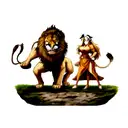 standing lion and lioness tattoo design idea