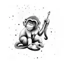 cute girl monkey  tattoo design idea