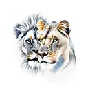 running lion and lioness tattoo design idea