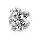 running lion and lioness tattoo design idea