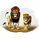 standing lion and lioness tattoo design idea