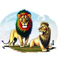 standing lion and lioness tattoo design idea