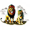 standing lion and lioness tattoo design idea