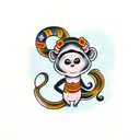 cute girl monkey  tattoo design idea
