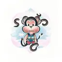 cute girl monkey  tattoo design idea