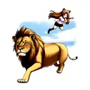 hunting lion and lioness tattoo design idea
