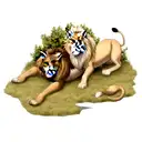 hunting lion and lioness tattoo design idea