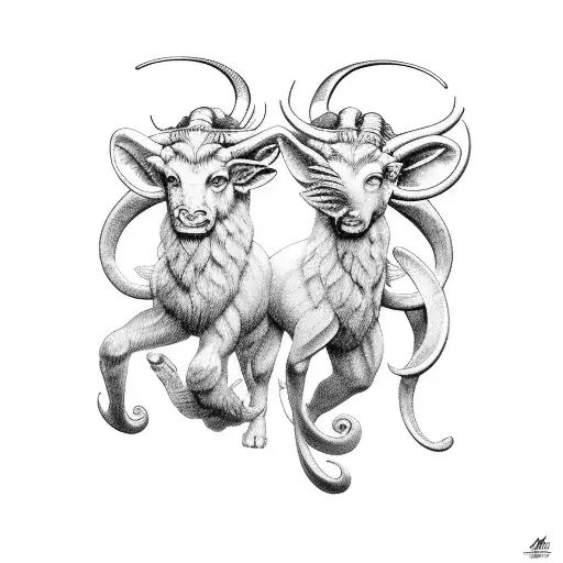 aries and gemini tattoo design idea