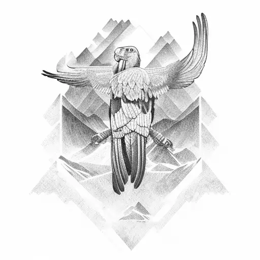 Andean Condor mountain  tattoo design idea