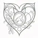 Womb Tattoo, womb tattoo that looks like fox tails, symmetrical, heart shaped egg cell in center of womb tattoo, tattoo design idea