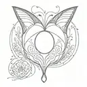 Womb Tattoo, womb tattoo that looks like fox tails, symmetrical, heart shaped egg cell in center of womb tattoo, tattoo design idea