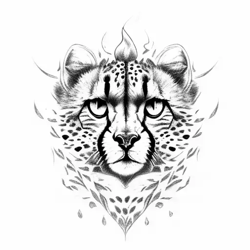 cheetah with fire tattoo design idea