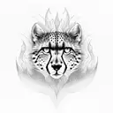 cheetah with fire tattoo design idea