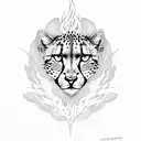 cheetah with fire tattoo design idea