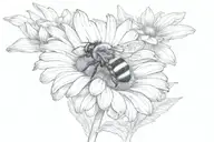 bumble bee landing on daisy flower tattoo design idea