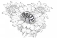 bumble bee landing on daisy flower tattoo design idea