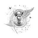 cherub on a rocket tattoo design idea