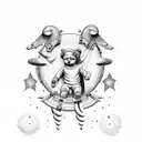 cherub on a rocket tattoo design idea