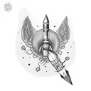 cherub on a rocket tattoo design idea
