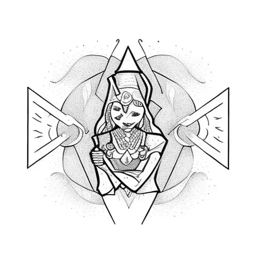 A sculpture of a witch casting a spell in dotwork style tattoo design idea