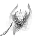 A sculpture of a warlock casting a spell tattoo design idea