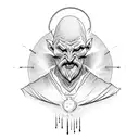 A sculpture of a warlock casting a spell tattoo design idea