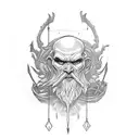 A sculpture of a warlock casting a spell tattoo design idea