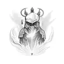 A sculpture of a warlock casting a spell tattoo design idea