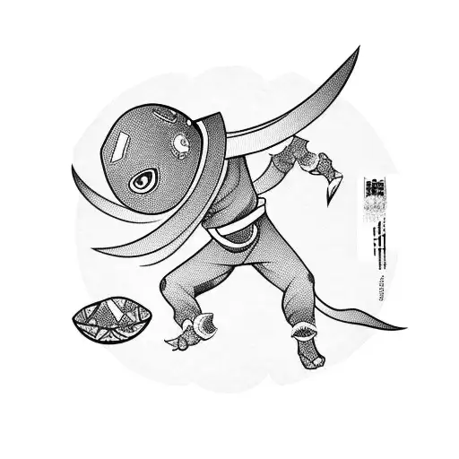 flying avocado ninja  tattoo design idea