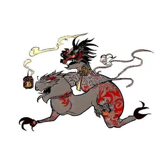 A minimalist tattoo of an anime-inspired Chinese dragon, symbolizing strength and wisdom. tattoo design idea