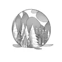 Drum set surrounded by a lush forest scene tattoo design idea