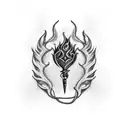 Flaming heart with a hidden dagger tattoo design idea