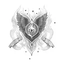 Flaming heart with a hidden dagger tattoo design idea