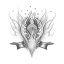 Flaming heart with a hidden dagger tattoo design idea