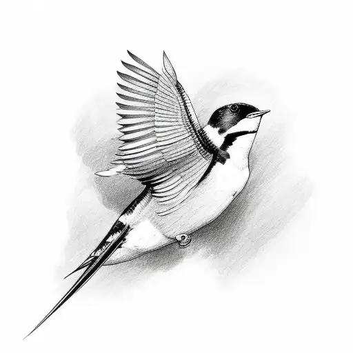 swallow bird with open wings underbuster tattoo design idea