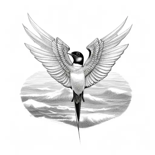 swallow bird with open wings underbuster tattoo design idea