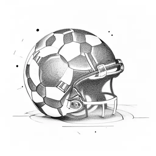 A dynamic composition of a football merging with an accounting ledger tattoo design idea